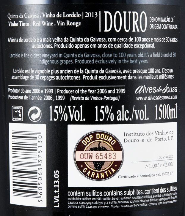 2013 Quinta da Gaivosa Vinha do Lordelo red 1.5L