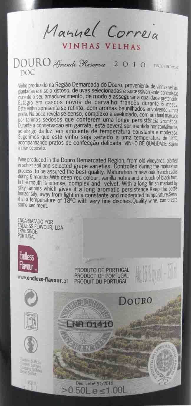 2010 Manuel Correia Vinhas Velhas Grande Reserva red