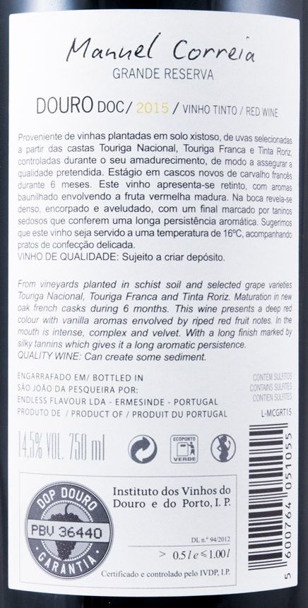 2015 Manuel Correia Grande Reserva red