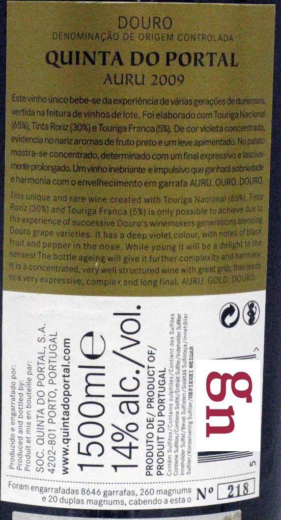 2009 Quinta do Portal Auru tinto 1,5L