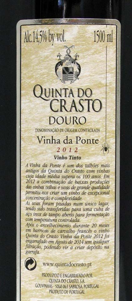 2012 Quinta do Crasto Vinha da Ponte tinto 1,5L