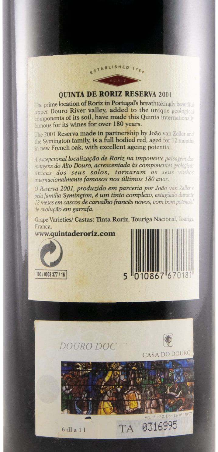 2001 Quinta de Roriz Reserva red