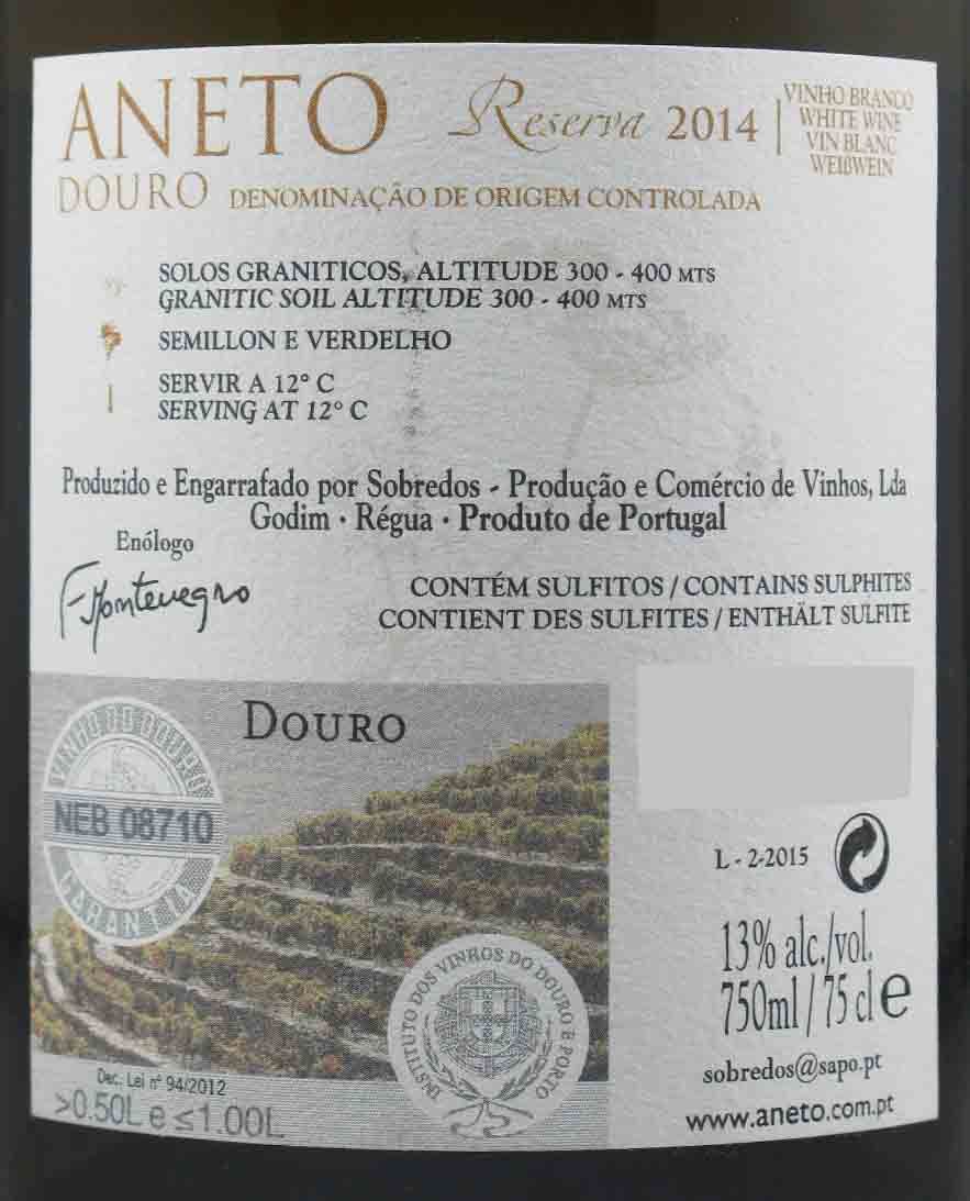 2014 Aneto Reserva white