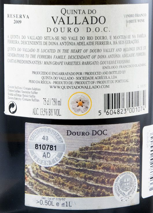 2009 Vallado Reserva white