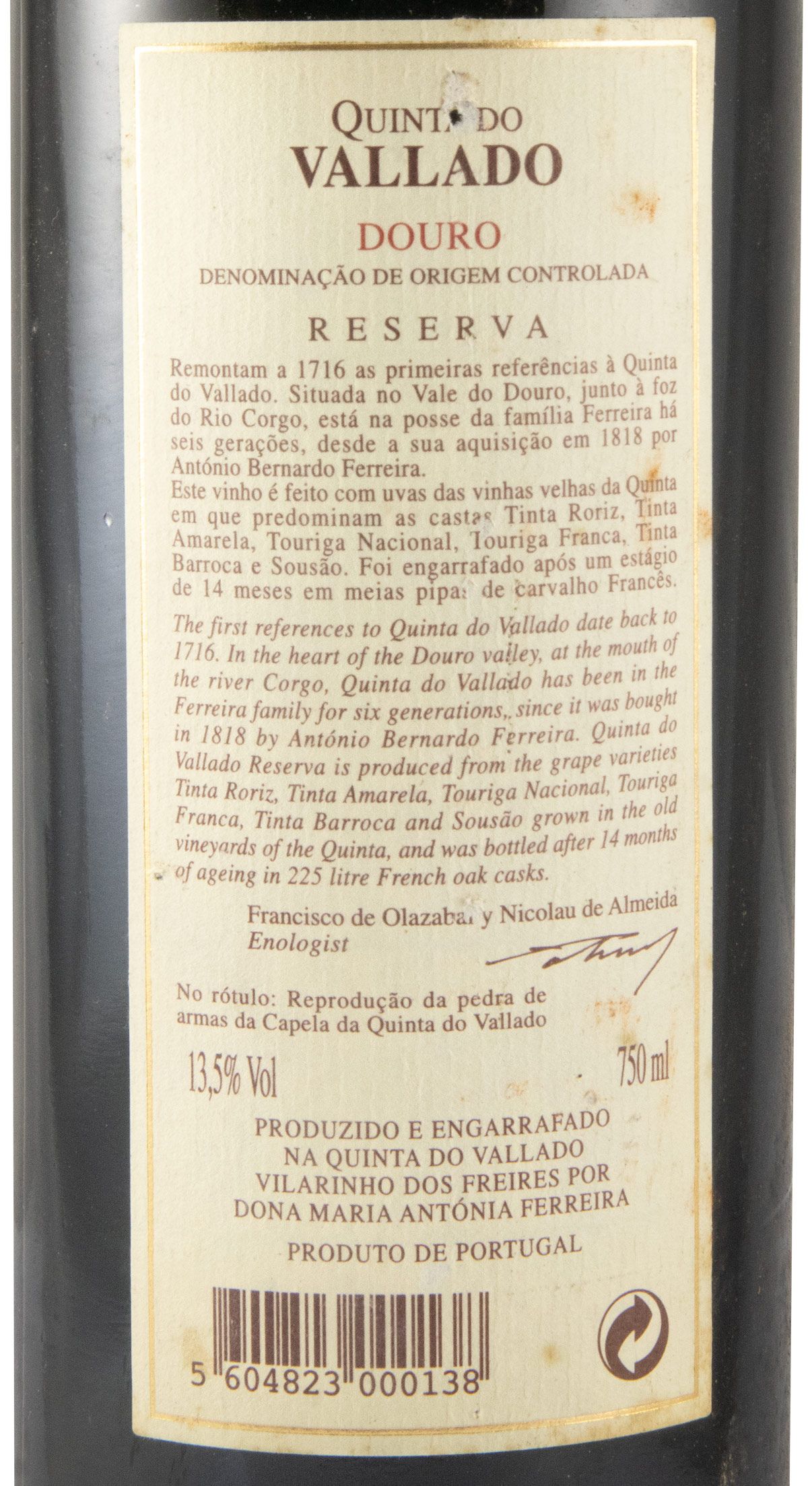 1999 Vallado Reserva tinto