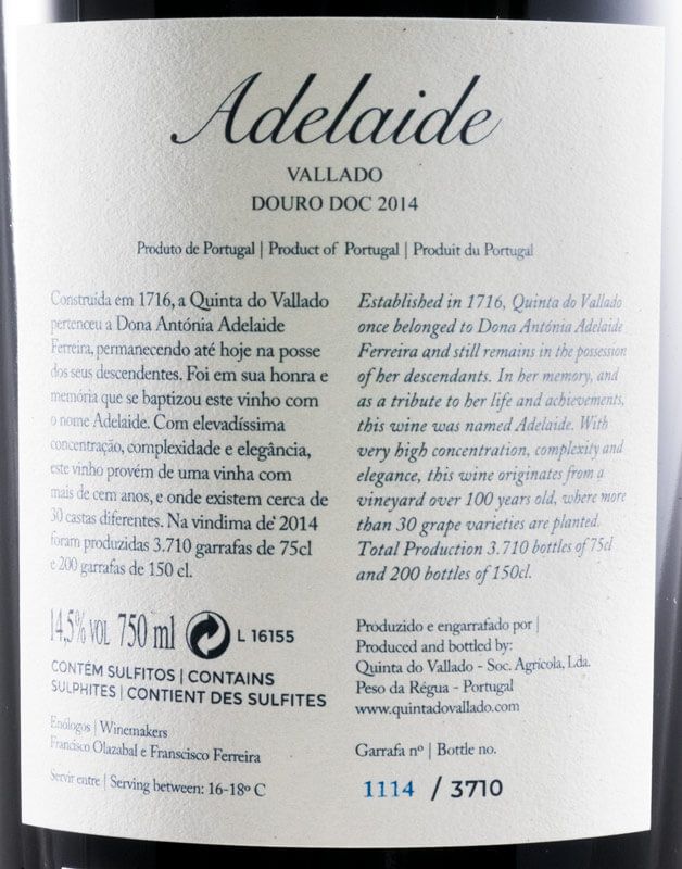 2014 Vallado Adelaide red