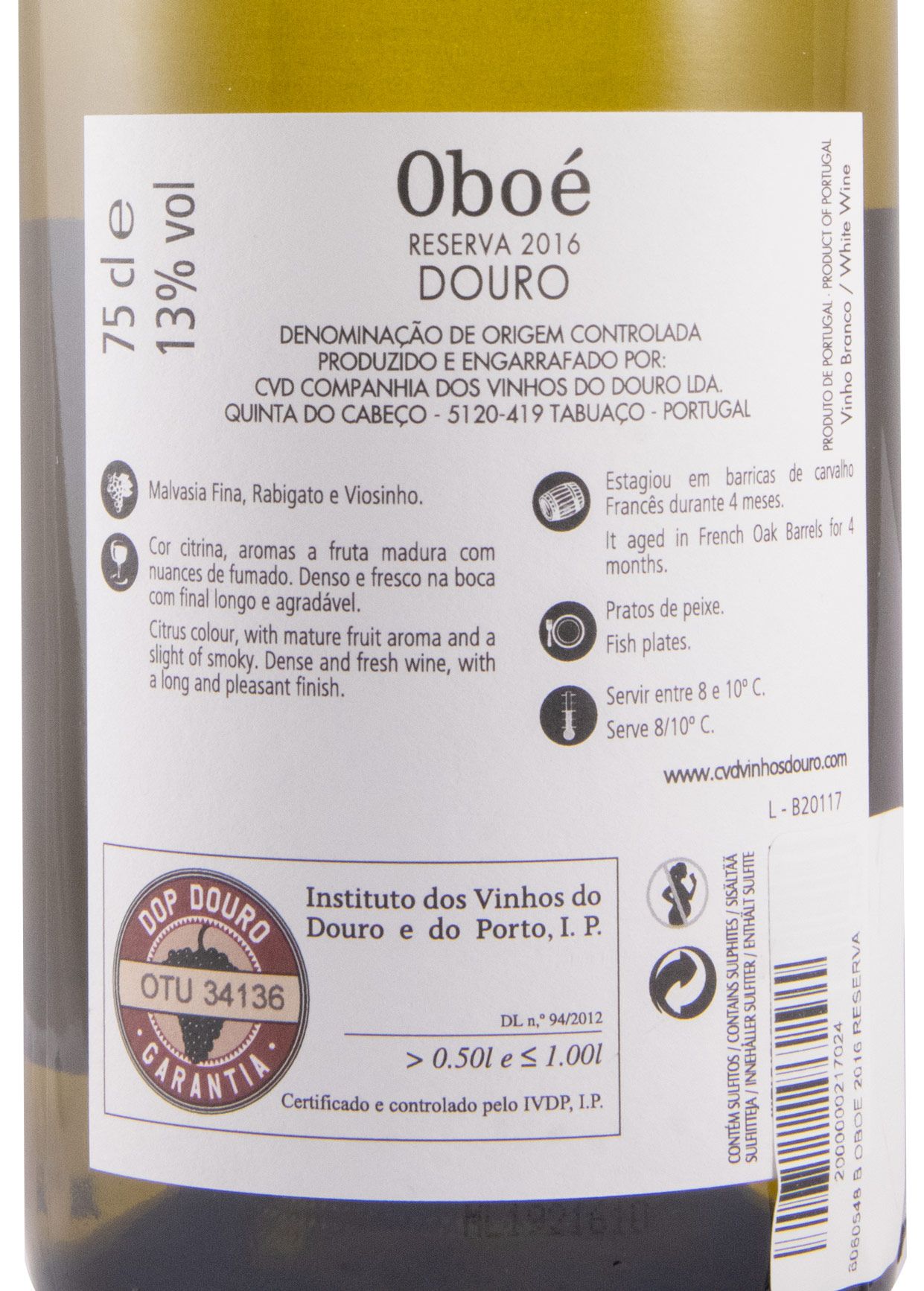 2016 Oboé Reserva branco
