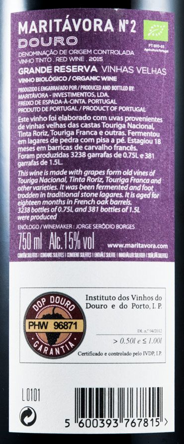 2015 Maritávora Vinhas Velhas Grande Reserva organic red