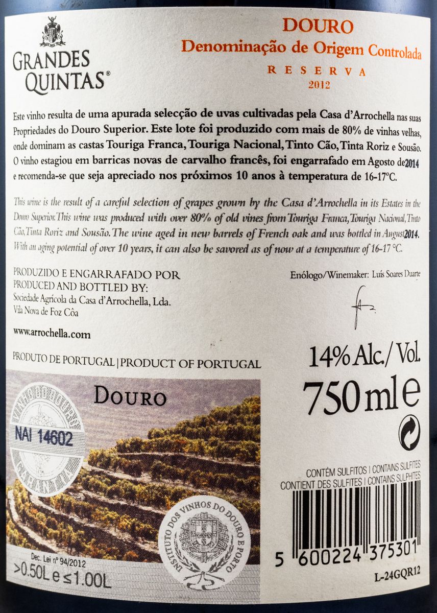 2012 Grandes Quintas Reserva red