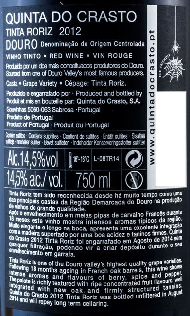 2012 Quinta do Crasto Tinta Roriz red