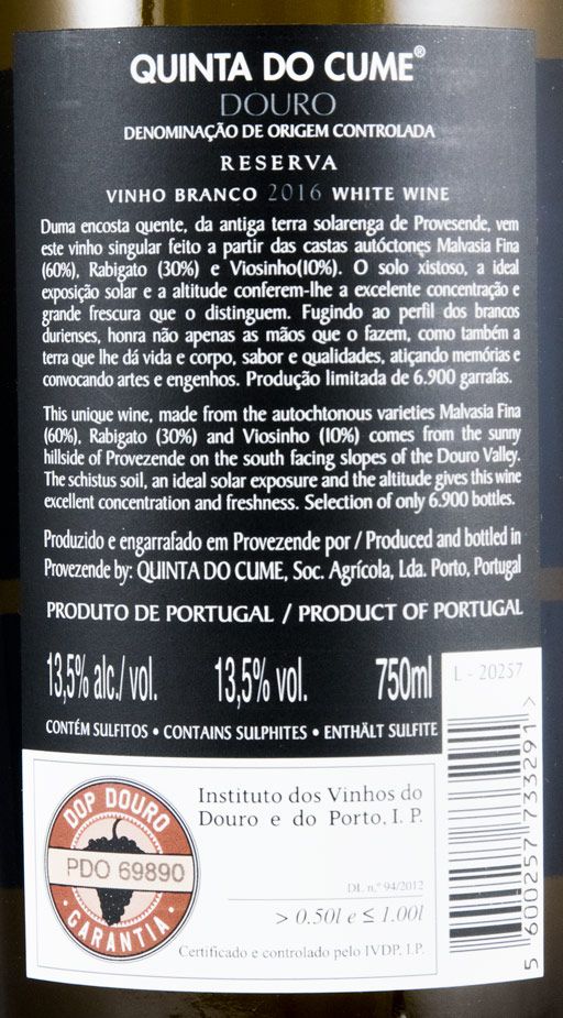 2016 Quinta do Cume Reserva white