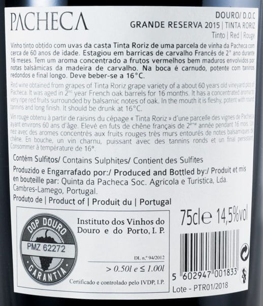 2015 Quinta da Pacheca Grande Reserva Touriga Nacional red