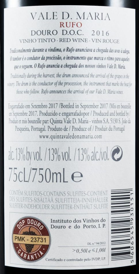 2016 Quinta Vale D. Maria Rufo tinto