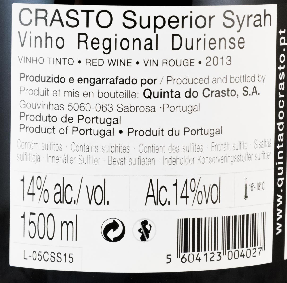 2013 Quinta do Crasto Superior Syrah tinto 1,5L