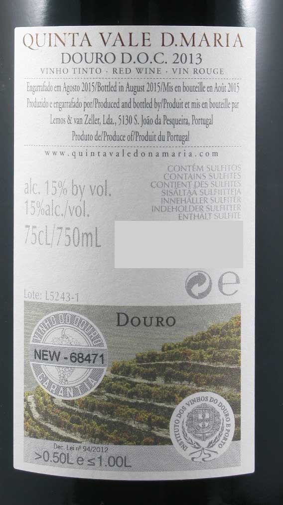 2013 Quinta Vale D. Maria red