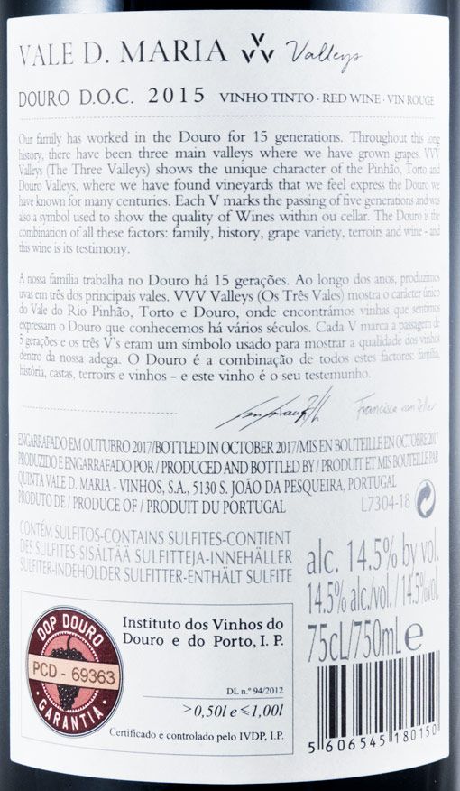 2015 Quinta Vale D. Maria VVV Valleys tinto
