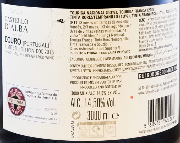 2015 Castello D'Alba Limited Edition tinto 3L