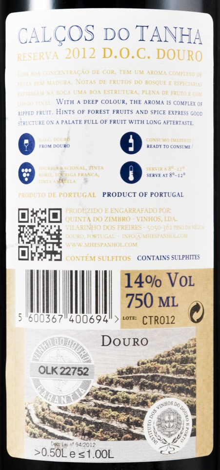 2012 Calços do Tanha Reserva red