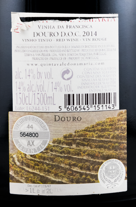 2014 Quinta Vale D. Maria Vinha da Francisca tinto 1,5L