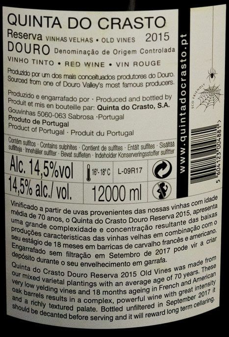 2015 Quinta do Crasto Vinhas Velhas Reserva tinto 12L