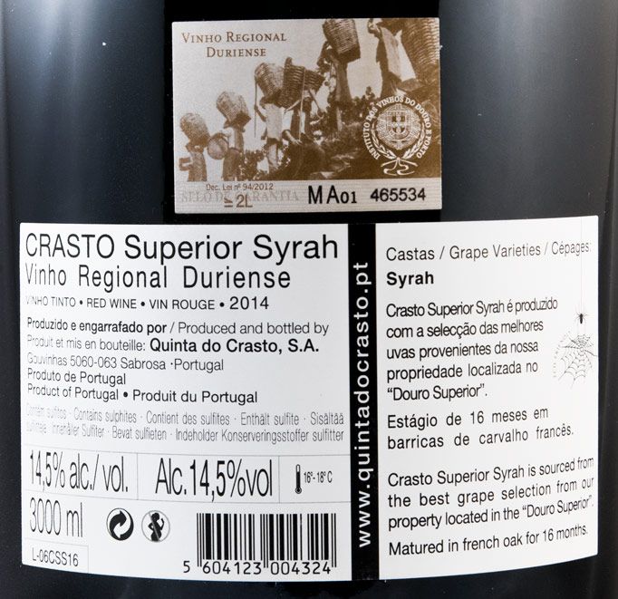 2014 Crasto Superior Syrah tinto 3L