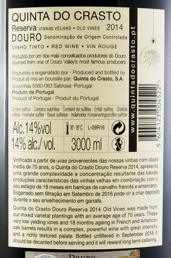 2014 Quinta do Crasto Vinhas Velhas Reserva tinto 3L
