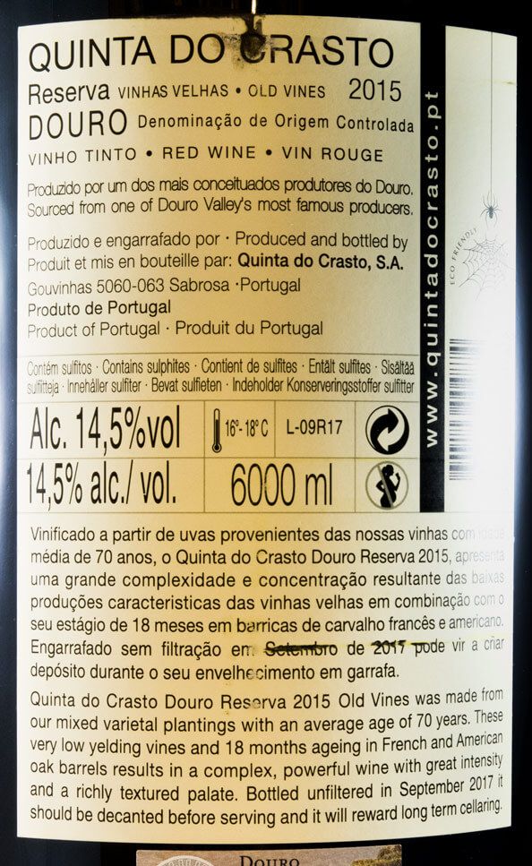 2015 Quinta do Crasto Vinhas Velhas Reserva tinto 6L