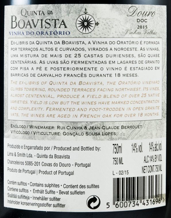 2015 Quinta da Boavista Vinha do Oratório Vinhas Velhas red