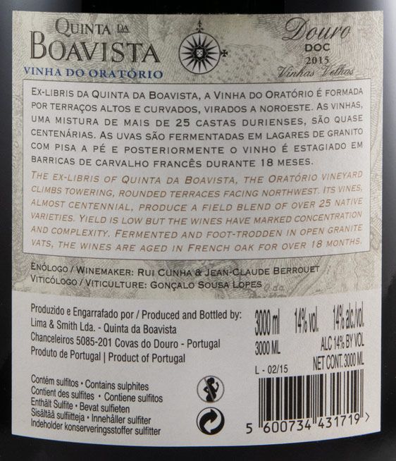 2015 Quinta da Boavista Vinha do Oratório Vinhas Velhas tinto 3L