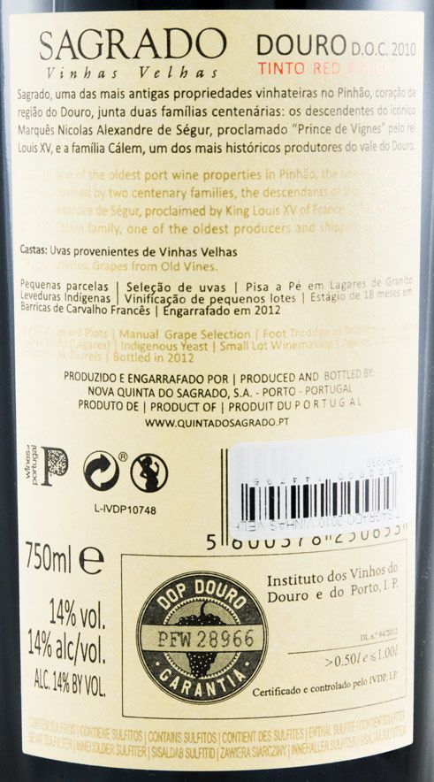 2010 Sagrado Vinhas Velhas tinto