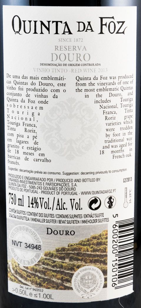 2013 Quinta da Foz Vinhas Velhas Reserva tinto