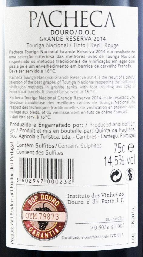 2014 Quinta da Pacheca Grande Reserva Touriga Nacional tinto