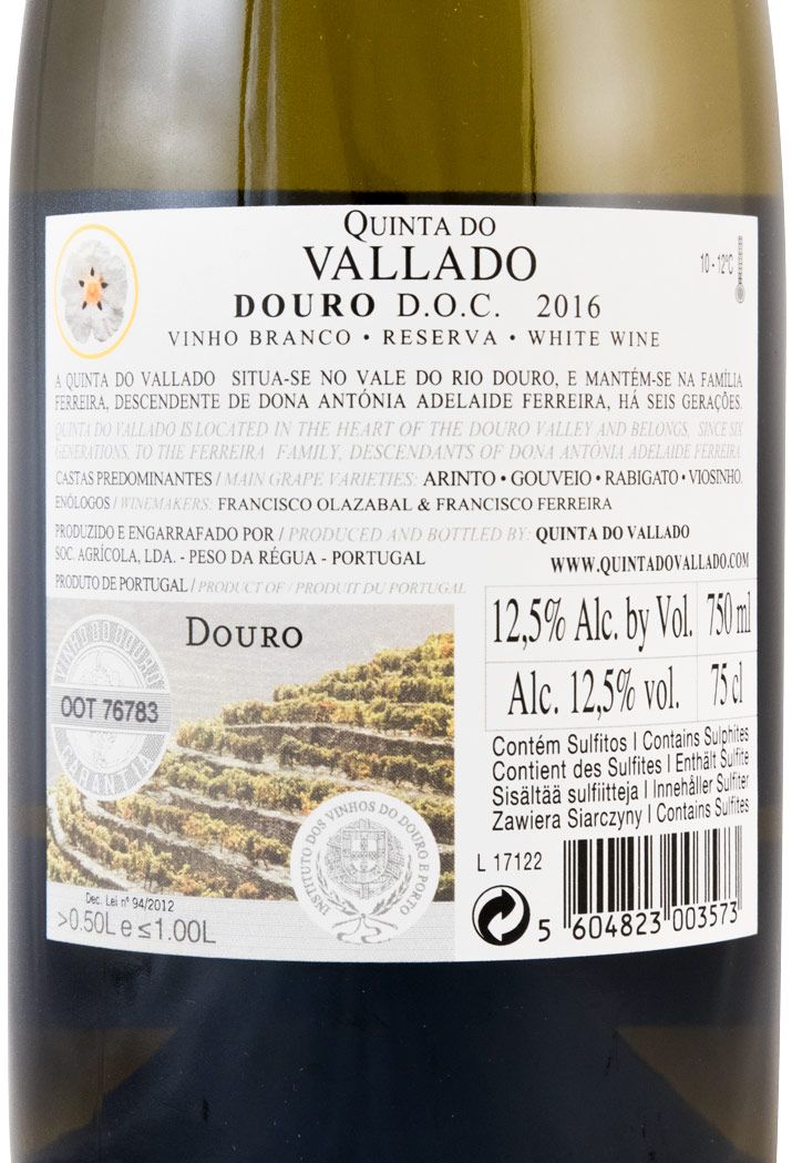 2016 Vallado Reserva white
