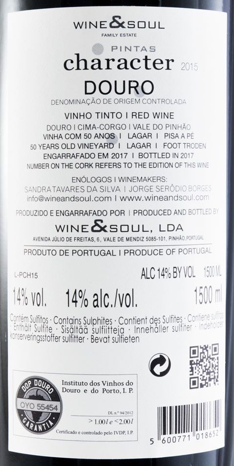 2015 Pintas Character tinto 1,5L