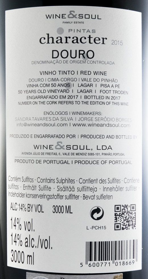 2015 Pintas Character tinto 3L