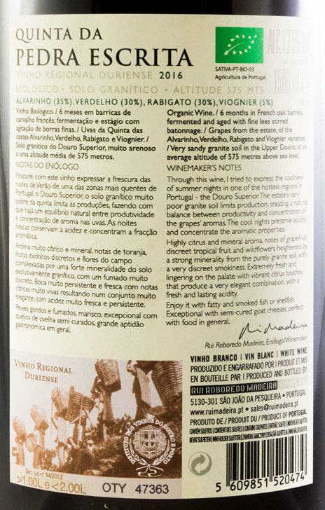 2016 Quinta da Pedra Escrita organic white 1.5L