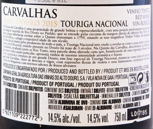 2015 Carvalhas Touriga Nacional red