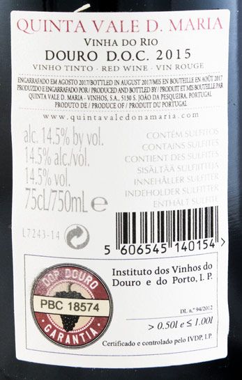 2015 Quinta Vale D. Maria Vinha do Rio red