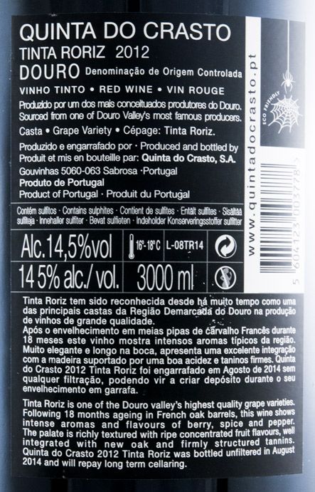 2012 Quinta do Crasto Tinta Roriz tinto 3L