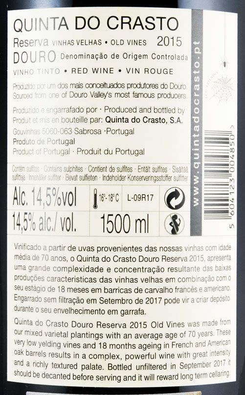 2015 Quinta do Crasto Vinhas Velhas Reserva tinto 1,5L