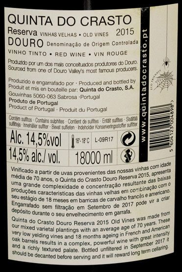 2015 Quinta do Crasto Vinhas Velhas Reserva tinto 18L