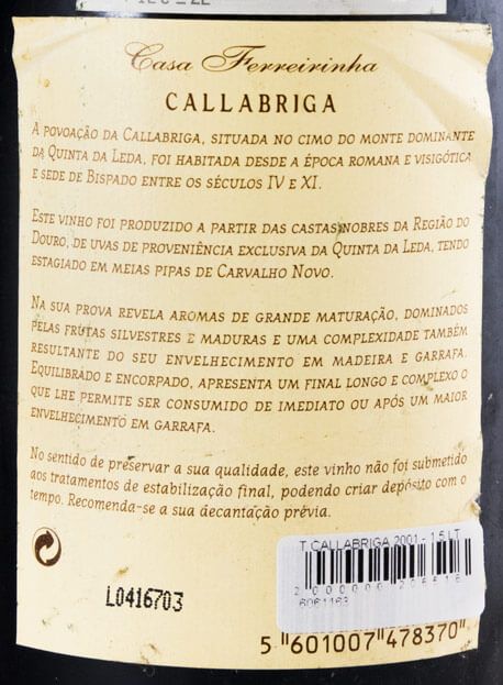 2001 Casa Ferreirinha Callabriga tinto 1,5L