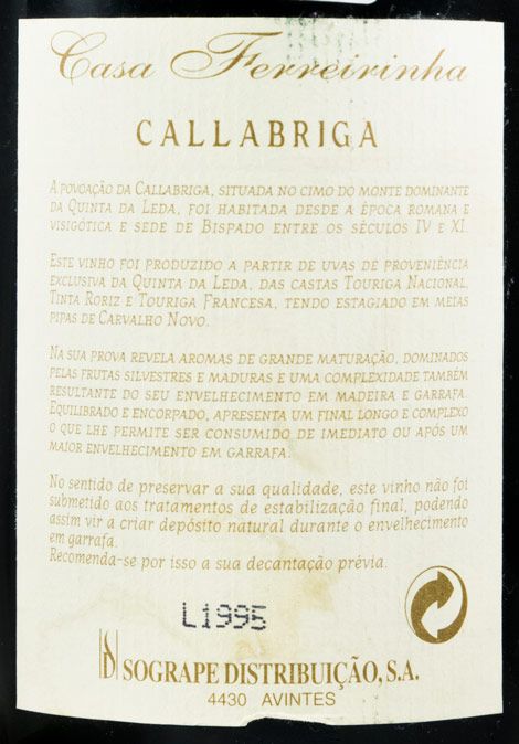 1995 Casa Ferreirinha Callabriga red