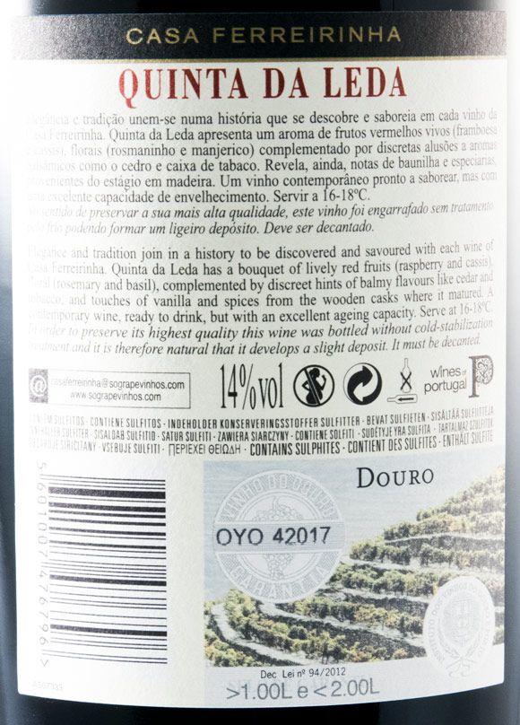2010 Casa Ferreirinha Quinta da Leda red 1.5L