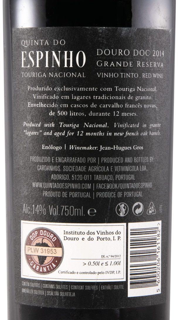 2014 Quinta do Espinho Touriga Nacional Grande Reserva red
