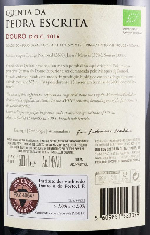 2016 Quinta da Pedra Escrita organic red 1.5L