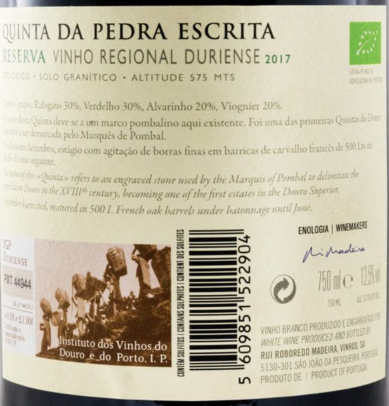 2017 Quinta da Pedra Escrita organic Reserva white