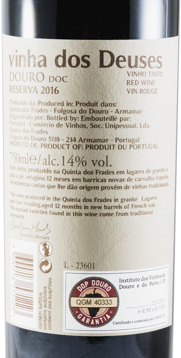 2016 Vinha dos Deuses Reserva tinto