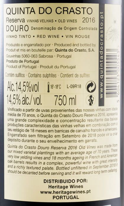 2016 Quinta do Crasto Vinhas Velhas Reserva red
