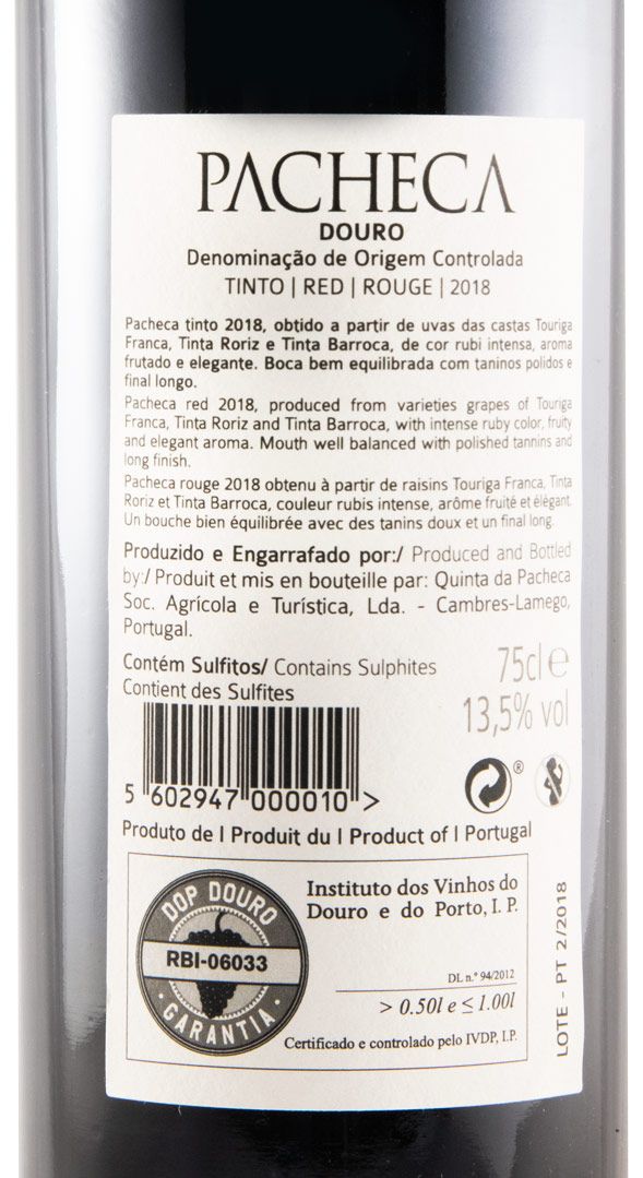 2018 Quinta da Pacheca red